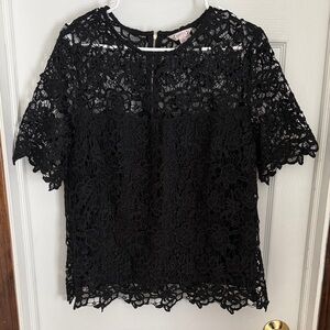 Nanette Lepore Black Floral Crochet Lace Top
